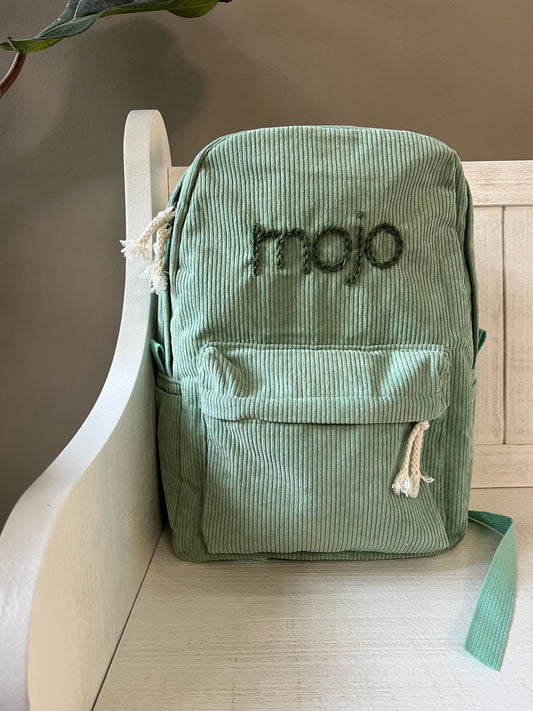 corduroy backpack - green